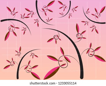 Vector leaves pink backgrounds