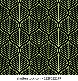 Vector Leaves Seamless Pattern. Abstract Grid Background. Geometric texture.