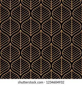 Vector Leaves Seamless Pattern. Abstract Grid Background. Geometric texture.