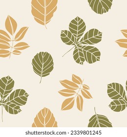 Vector leaves seamless pattern. Elder, beech, chestnut, alder