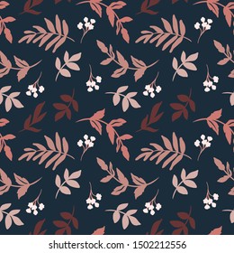 Vector leaves seamless pattern. Floral ornament. Leaf background. Botanical texture. Hand drawn textile design with plants.