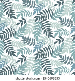 Vector leaves seamless pattern. Floral ornament. Leaf background. Botanical texture. Hand drawn textile design with plants.