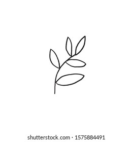 Vector leaves St. Valentine's Day decoration on the isolated background. Scandinavian style February 14. Doodle black sketch line illustration. Design for stickers, web and coloring.