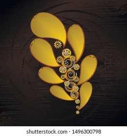 Vector leaves in steampunk style