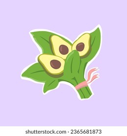 vector of leaves tied with avocado fruit 