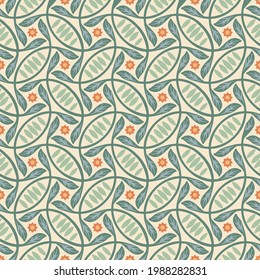Vector leaves and winding stems seamless pattern background