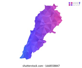 Vector Líbano cartografía mosaico triángulo de polígono colorido con fondo blanco. degradado de estilo.