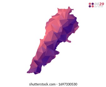 Vector of Lebanon map colorful polygon red triangle mosaic with white background. style gradient.