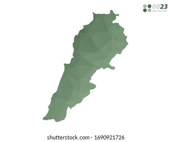 Vector of Lebanon map green polygon triangle mosaic with white background. style gradient.