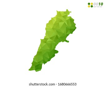 El Vector Líbano mapea el mosaico triángulo de polígono verde y amarillo con fondo blanco. degradado de estilo.