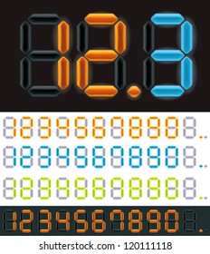 Vector led neon font digits set