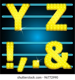 Vector LED shining lamp alphabet