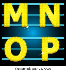 Vector LED shining lamp alphabet