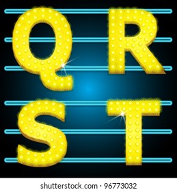 Vector LED shining lamp alphabet