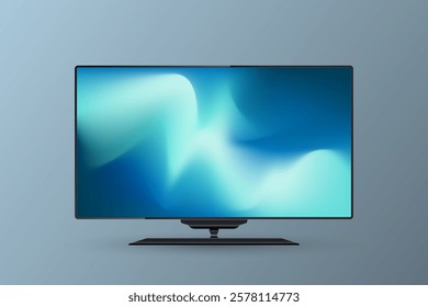 A vector LED TV Screen Mockup with gradient blue screen. A technology LED TV Screen Mockup in 3Ds. editable LED vector, illustration