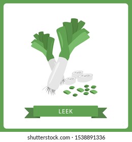 Vector leek Vegetable illustration, Healthy food design, Isolated on white background.
