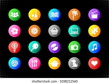 Vector leisure hobby and entertainment website buttons collection