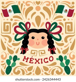 Vector Lele doll, revolution and independence of Mexico