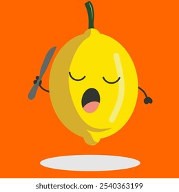 Vector lemon Character Set. Smiling, Happy. with Different Faces and Emotions. Vector Illustration. Cute lemon in Kawaii Cartoon Style. lemon with Funny Cute Face
