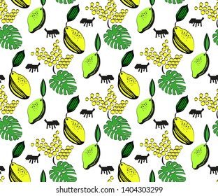 Vector lemon decoration seamless pattern, colorful design, vector illustration