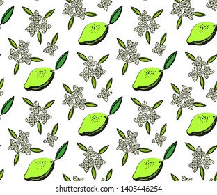 Vector lemon decoration seamless pattern, colorful design, vector illustration