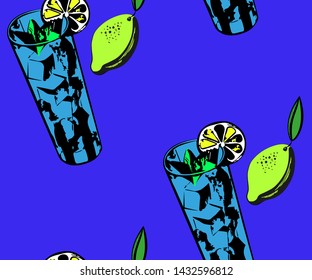 Vector lemon decoration seamless pattern, colorful design, vector illustration