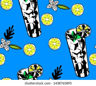 Vector lemon decoration seamless pattern, colorful design, vector illustration