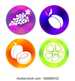 vector lemon design set background grapes apricot
