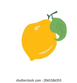 vector lemon in flat graphics and cartoon style on a white background, simple graphic illustration of citrus