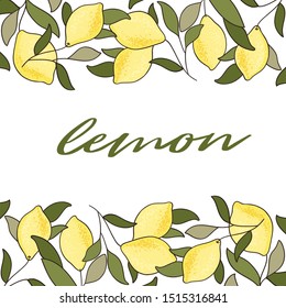 Vector lemon frame with lemon branches and leaves. Can be used for invitation cards, textile and others.