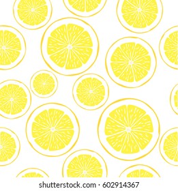 Vector lemon. Fresh lemon fruits, collection of vector illustrations. Cute yellow lemon slices on background.