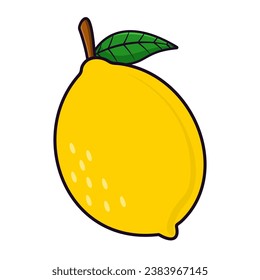 Vector lemon fruit cartoon icon illustration. Food fruit icon concept isolated