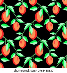 Vector - lemon fruits watercolor illustration, seamless pattern.