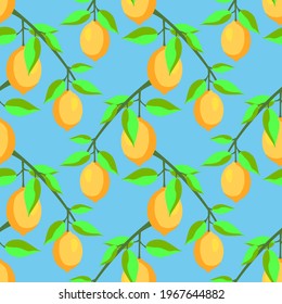 Vector - lemon fruits watercolor illustration, seamless pattern.