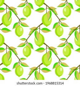 Vector - lemon fruits watercolor illustration, seamless pattern.