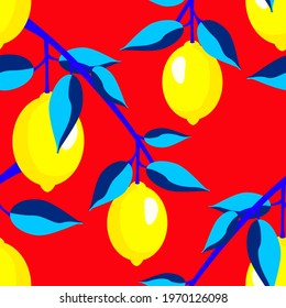 Vector - lemon fruits watercolor illustration, seamless pattern.