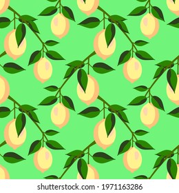 Vector - lemon fruits watercolor illustration, seamless pattern.