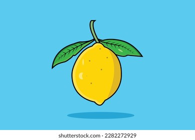 A vector of a lemon with a green leaf on it