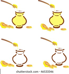 Vector lemon and honey pot