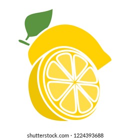 vector lemon icon. Flat illustration of fresh lemon. lime fruit isolated on white background. lemon slice sign symbol