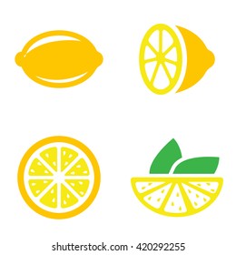 Vector lemon icons set on white background. Lime icons.