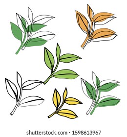 Vector. lemon leaves pattern on a white background.