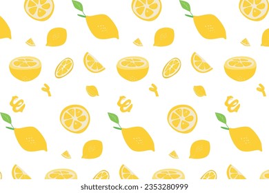 Vector lemon pattern with fruit and lemon slices.