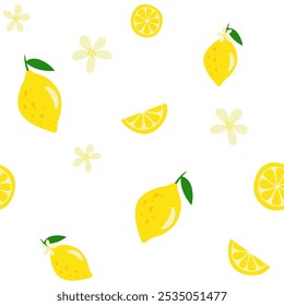 Vector lemon pattern. Simle style. Summer