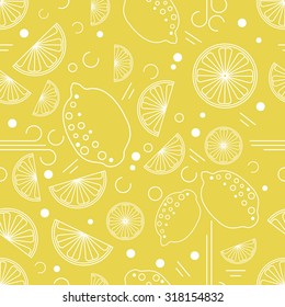 Vector lemon seamless pattern for design packaging,web site, fabric, notebook, scrapbooking. In trendy linear style