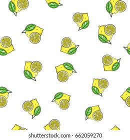Vector lemon seamless pattern. Hand drawn fruit illustration for backgrounds, texture, food packaging design
