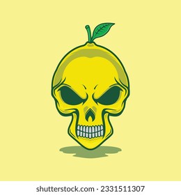 Vector lemon with skull face illustration