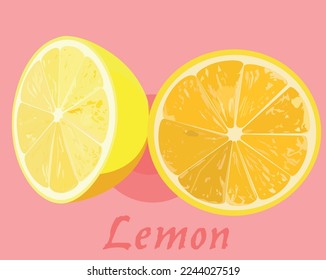 vector lemon with some details, it can be used as a separated element or as background or you can use for teaching languages to children as a beautiful word with illustration of its meaning.