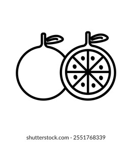 Vector lemon symbol. Citrus fruit icon in trendy hand drawn doodle style. Black illustration for lime label, organic badge, lemon juice packaging design or website. Cut lemon