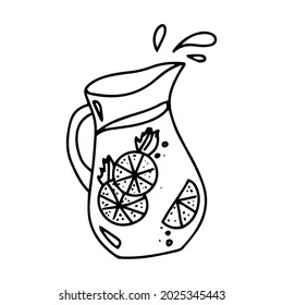 caricatura de limonada vectorial. decantador de doodle de limonada ilustración de dibujo manual
